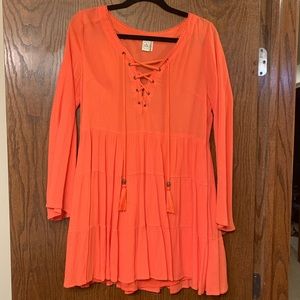 NWOT Paper Crane Long Sleeve LaceUp Tassel Dress